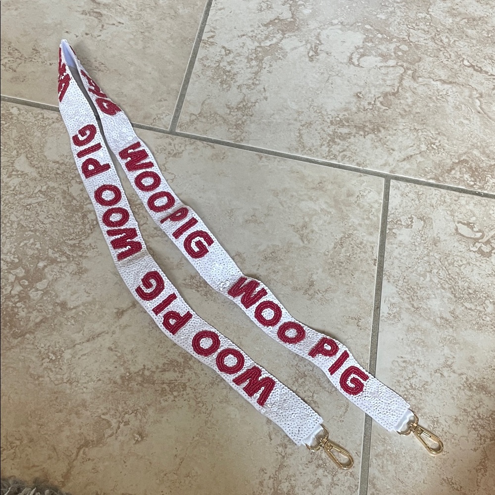 University of Arkansas Woo Pig sequin bag strap